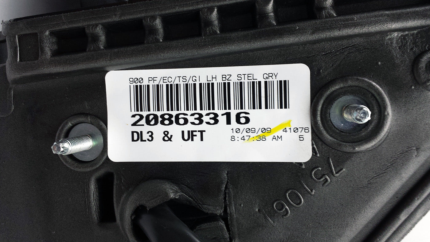 OEM Driver Side Mirror 09-13 Chevrolet GMC Truck Stealth Gray/Molded DL3 UFT