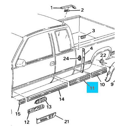 OEM Driver Lower Rear Body Side Molding GM 15740098 Black & Chrome 685.80mm 27 "