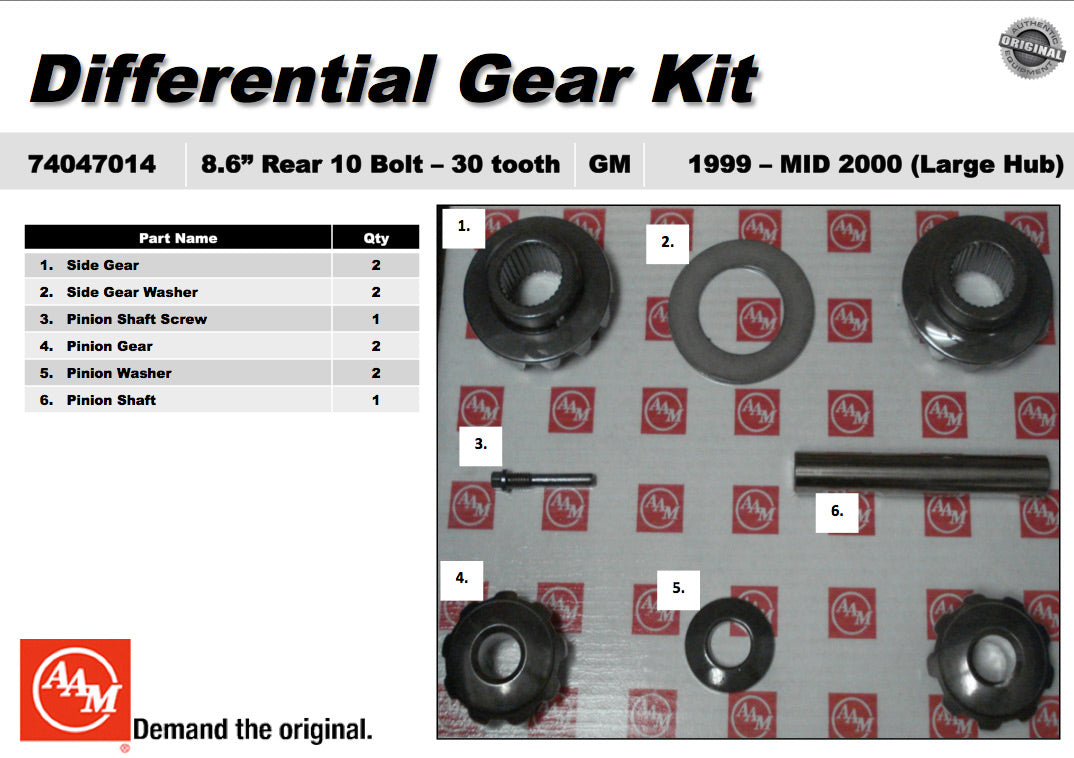 19178581 AAM GM Diff Spider Gear Kit 96-00 Silverado Sierra Tahoe S10 Avalanche