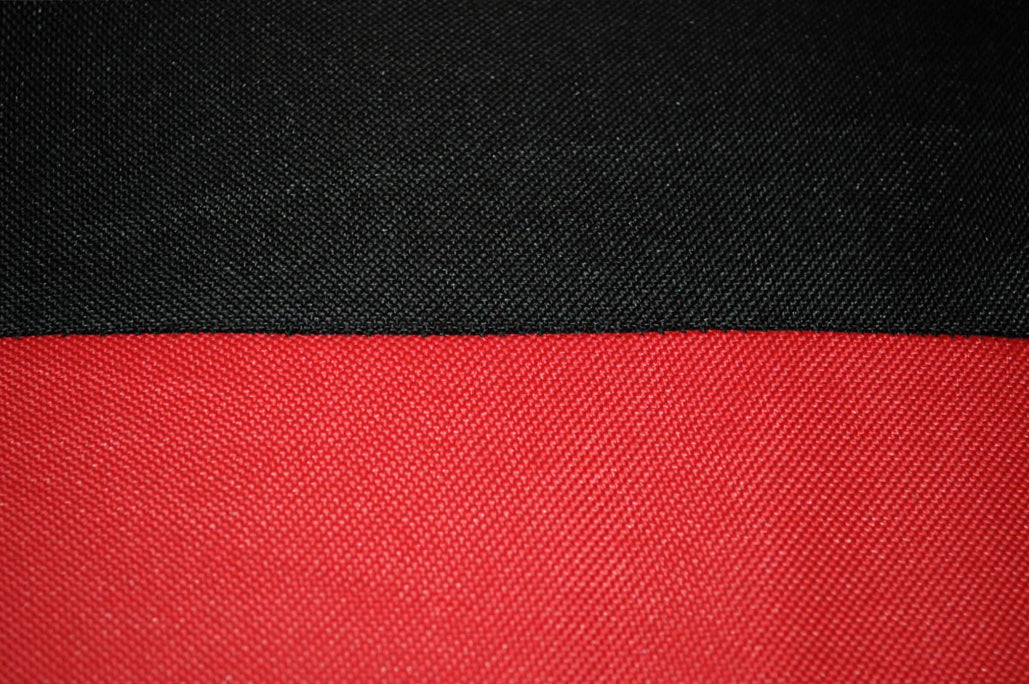 Front Seat Cover Set (Black/Red) w/ Belt Pads & Wheel Cover - Crown# SCP20030