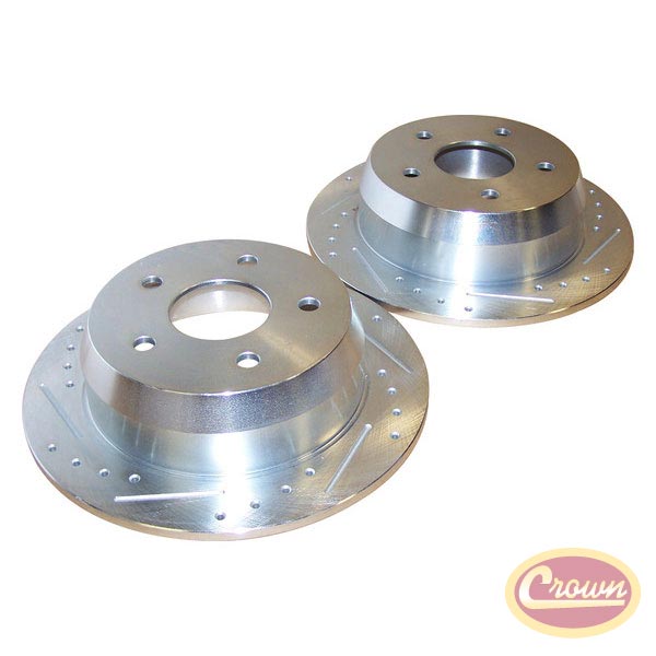 Brake Rotor Set (Rear; Drilled & Slotted) - Crown# RT31031