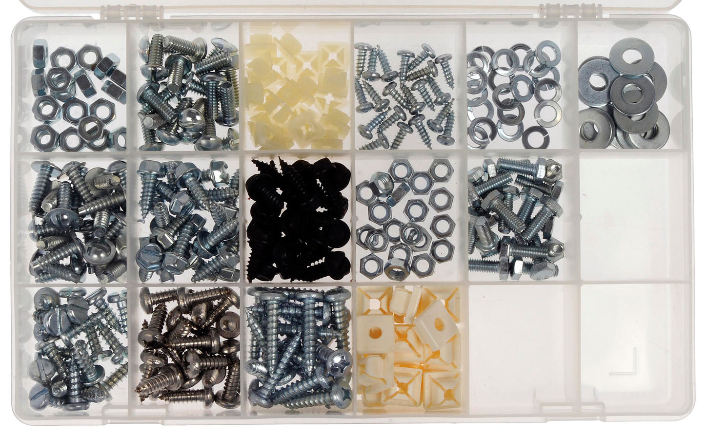 License Plate Hardware Assortment (Dorman 030-400) 15 SKU/300 Pc Tech Tray