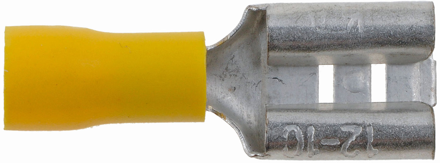 12-10 Gauge Female Slide Disconnect Terminal, .375 In., Yellow - Dorman# 638-258