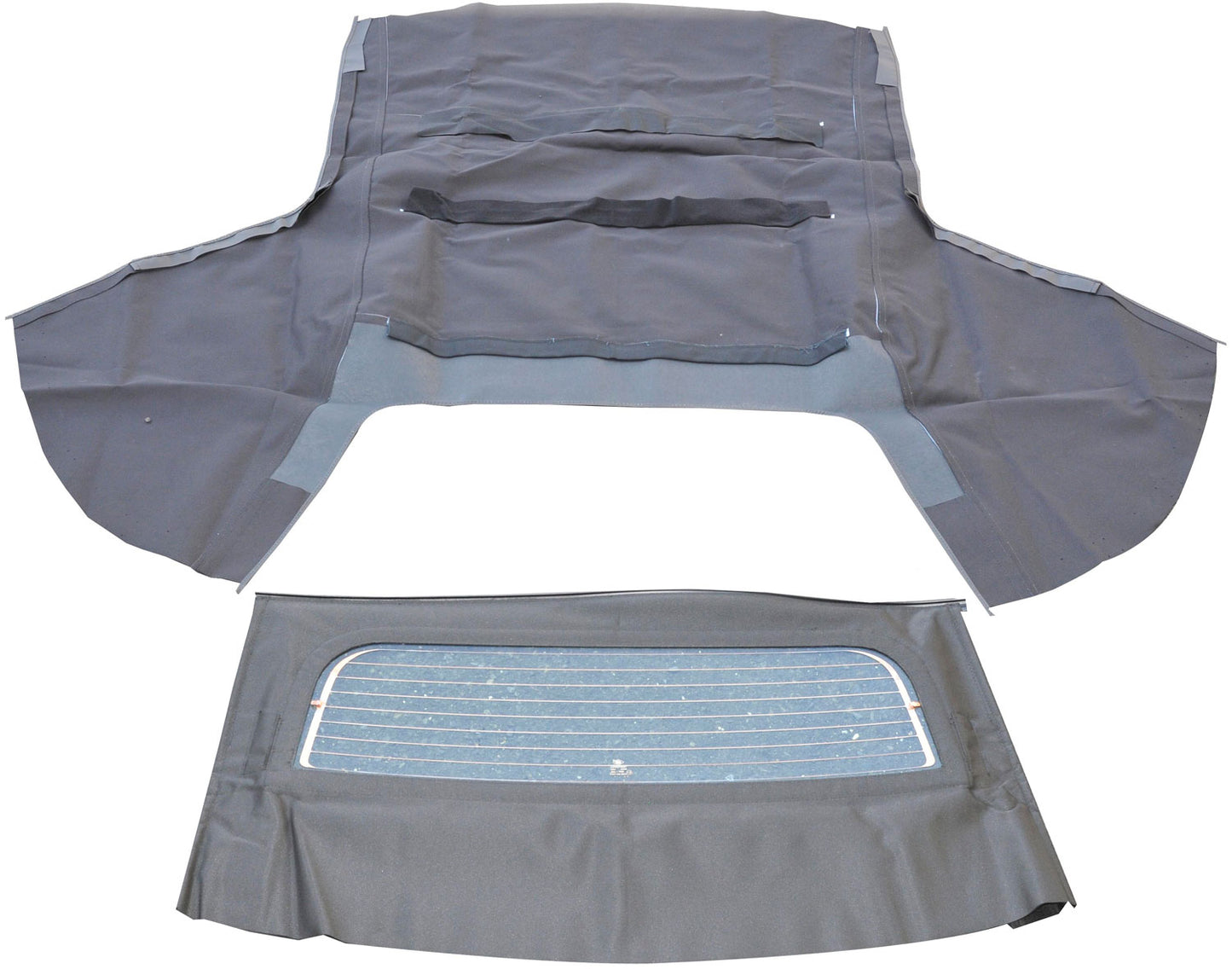 New Convertible Top Black Sailcloth Vinyl w/ Defroster Glass - Dorman# 926-512