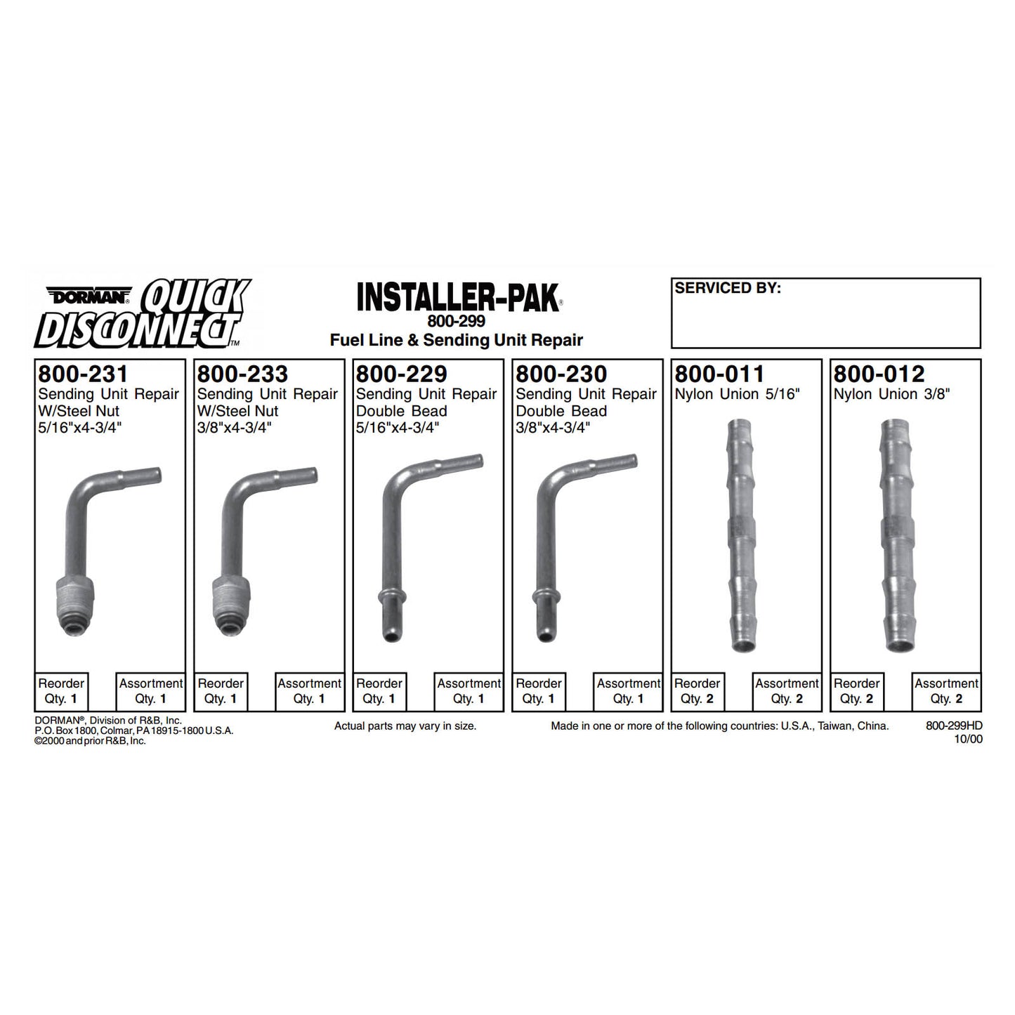 8 Piece Fuel Line Repair Kit - Dorman 800-299