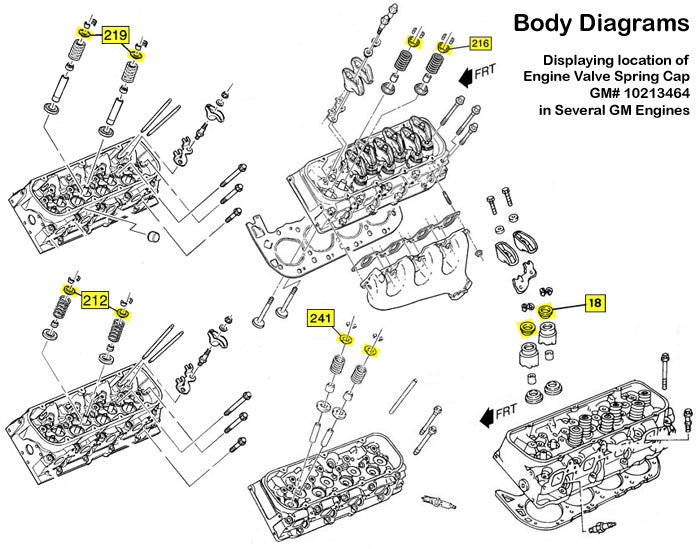 16 New GM Valve Spring Retainer Caps 1995-2000 7.4L 454 10213464