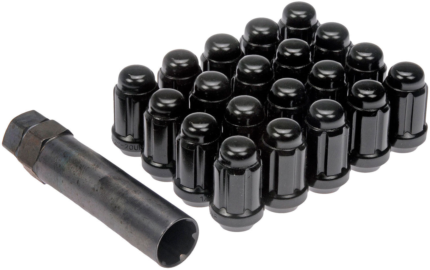 Black Chrome Spline Drive Lock Set 1/2-20, Length 1.395 In. - Dorman 711-256