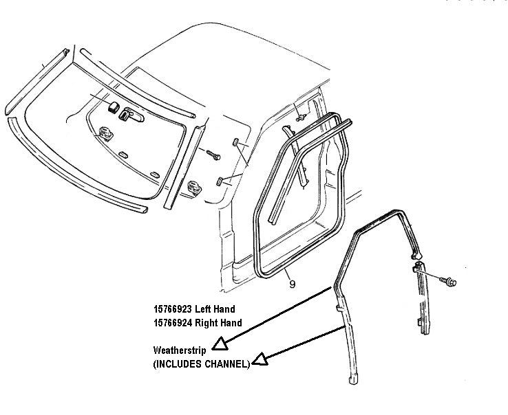 OEM 15766923 RH&LH Front Door Channel Weatherstrip 00-04 Sonoma Jimmy Blazer S10