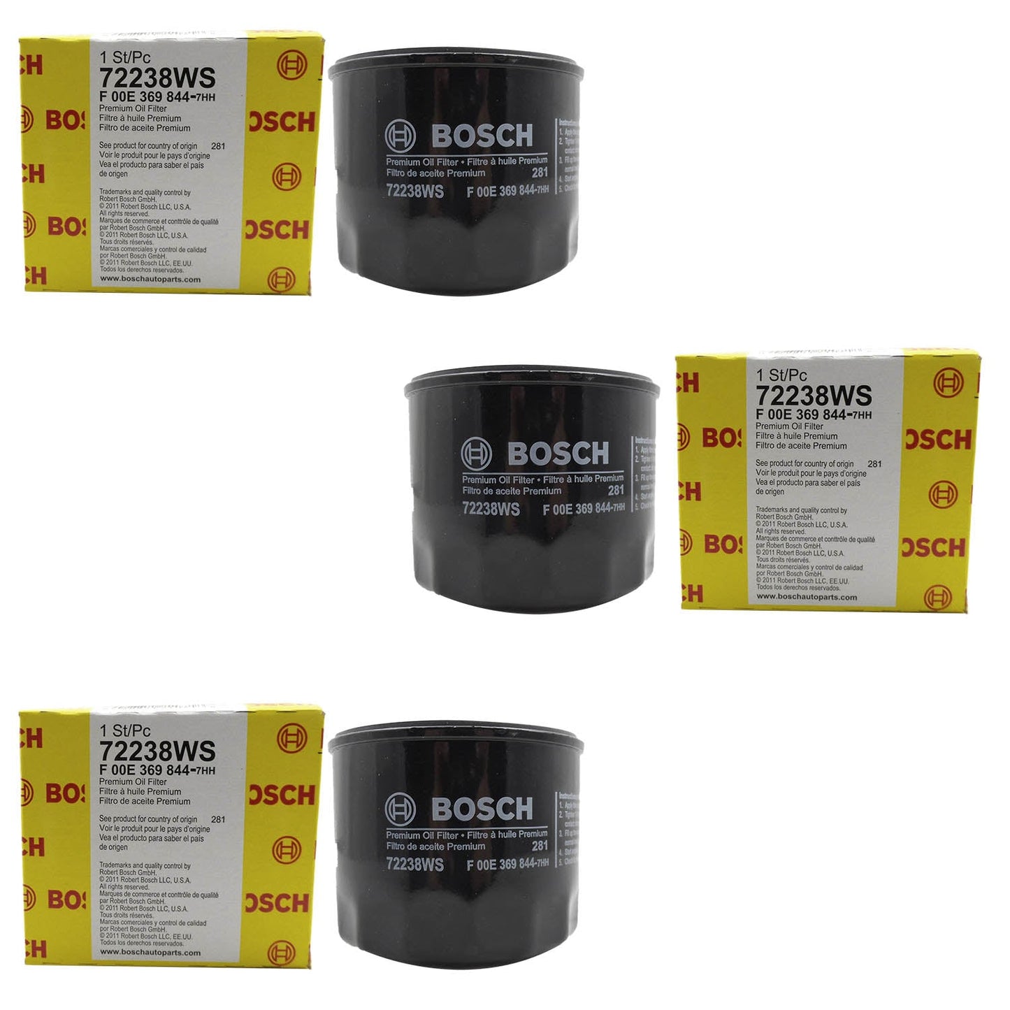 Set of 3 New Bosch Original Oil Filters 72238WS Buick Cadillac Chevrolet GMC
