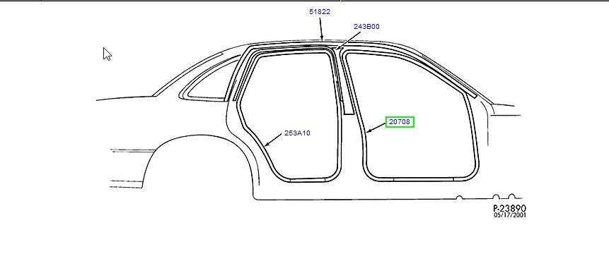 FORD Weather Strip BLACK Front Door ON BODY 1980-06 Crown Victoria Grand Marquis