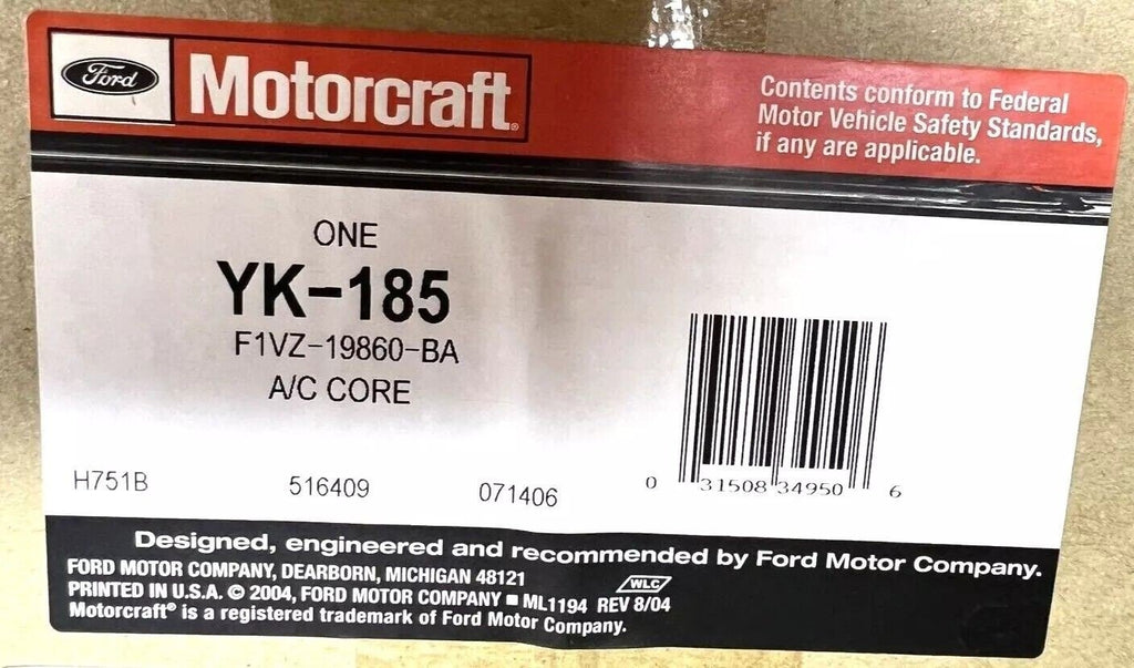OEM Motorcraft YK185 AC Evaporator Core Fits 1991-1997 Lincoln Town Car Crown Victoria Grand Marquis Grand Marquis