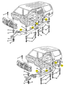 Eight New OEM Subframe Mount Bushings for Front & Center Cab GM Trucks
