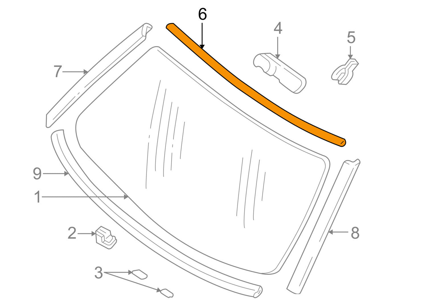 Brand New Front Upper Reveal OEM Windshield Molding #15726940