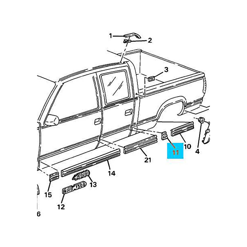 New OEM Door Molding GM 15740097 Black & Chrome Between Door & Bed 80.0mm