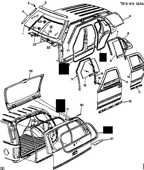 New OEM Liftgate Weatherstrip 15757213 97-04 Jimmy, Blazer, Bravada, Envoy