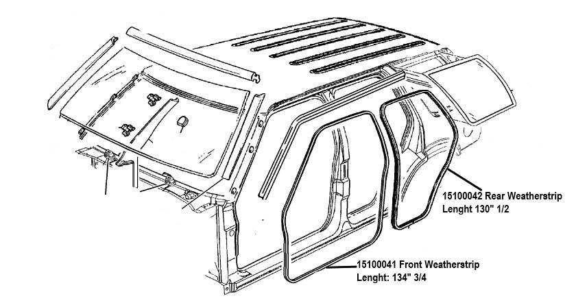One New Front Door Weatherstrip GM 15757261 for S10 Blazer & S15 Jimmy