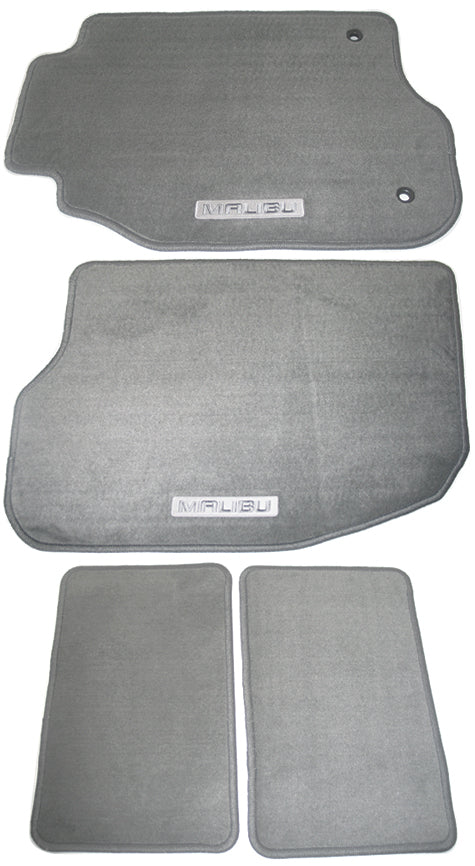 OEM Deluxe FOUR Pce Carpeted Front & Rear Mat for 08-12 Malibu w/LOGO Titanium