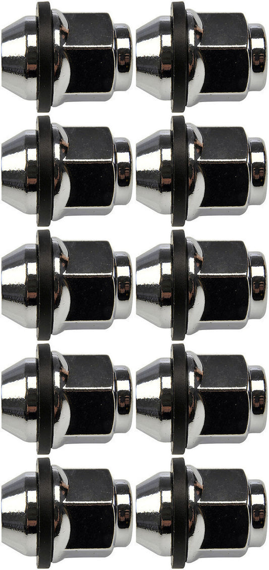 10 Wheel Lug Nut (Dorman 611-238) Wheel Nut M12-1.50 - 21mm Hex, 33.1mm Length