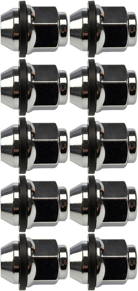 10 Wheel Lug Nut (Dorman 611-238) Wheel Nut M12-1.50 - 21mm Hex, 33.1mm Length
