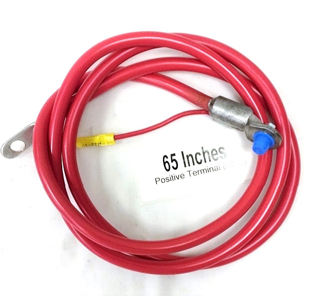 USA Made 65 inches Postive Battery Cable 4Gauge Side Terminal w/Aux Lead 4" 12Ga