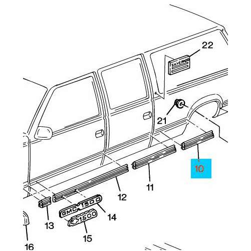 OEM Door Molding GM 15740107 Black/Chrome Rear Left Door to Wheel 971.7mm 38.26"