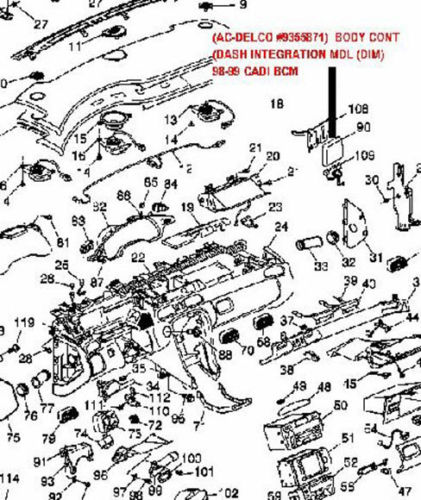 9355871 09355871 Dash Integration Body Control Module (BCM) Cadillac 1998-99