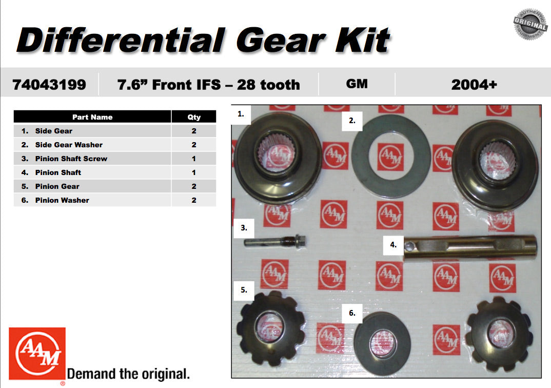 OEM Spider Gear Kit -74043199 Fits 04-12 Canyon Colorado Front Axle 7.6" IFS