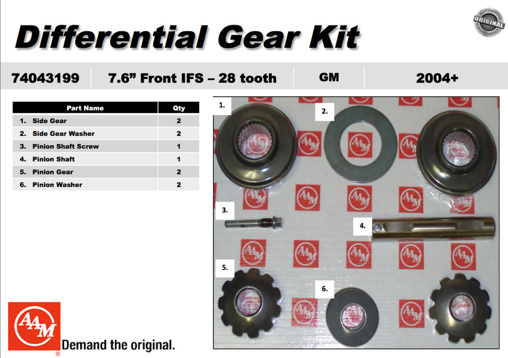 OEM Spider Gear Kit -74043199 Fits 04-12 Canyon Colorado Front Axle 7.6