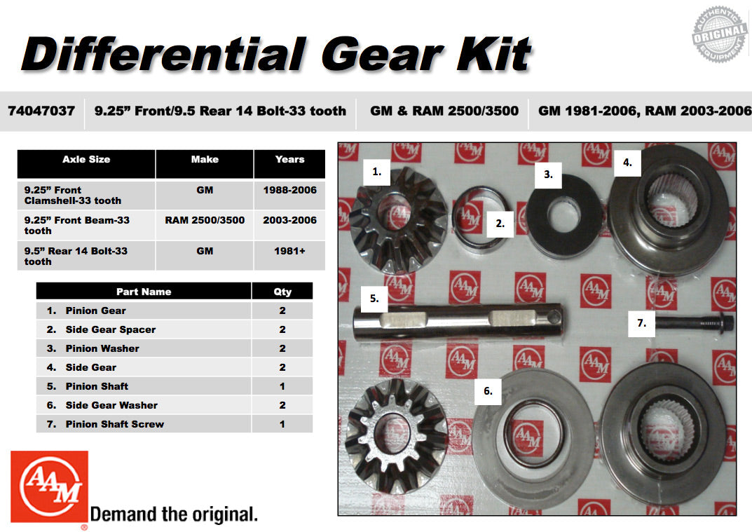 OEM Spider Gear Kit 9.25 Axle 33 Splines Tahoe Suburban Silverado Dodge Ram