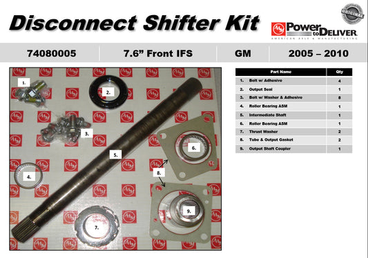 OEM Disconnect Shifter Kit - 74080005 Front 7.6" IFS Axle 06-10 H3 H3T Hummer