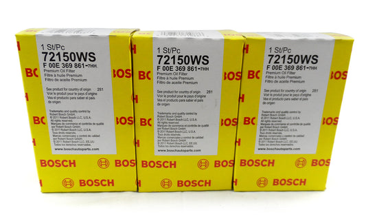 Set of 3 Bosch Original Oil Filters 72150WS Fits Audi Bmw Mercedes Volkswagen