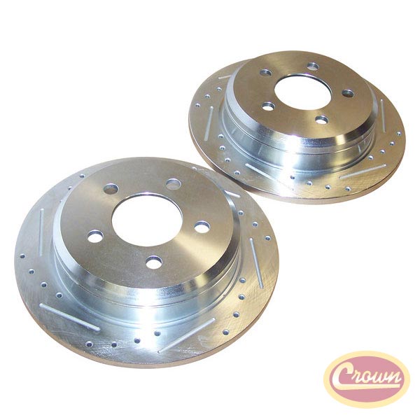Brake Rotor Set (Rear; Drilled & Slotted) - Crown# RT31030