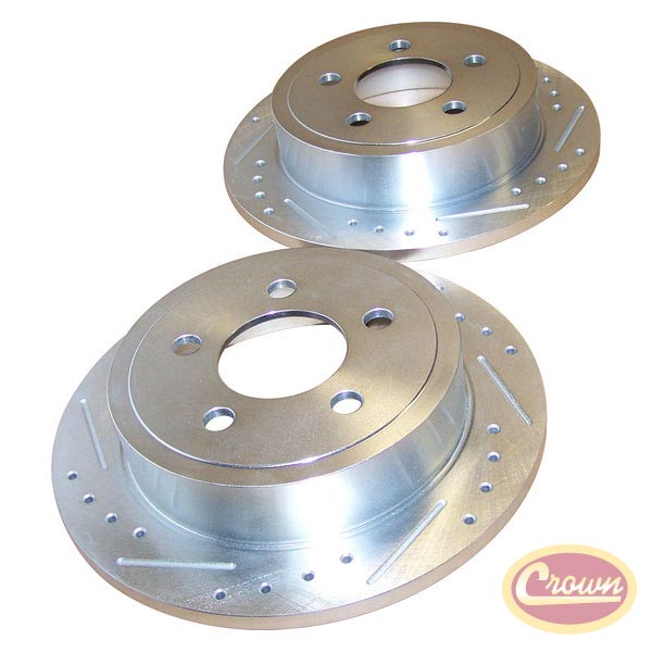Brake Rotor Set (Rear; Drilled & Slotted) - Crown# RT31005