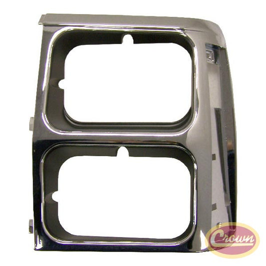 Left Headlamp Bezel (Black & Chrome) - Crown# 55008047