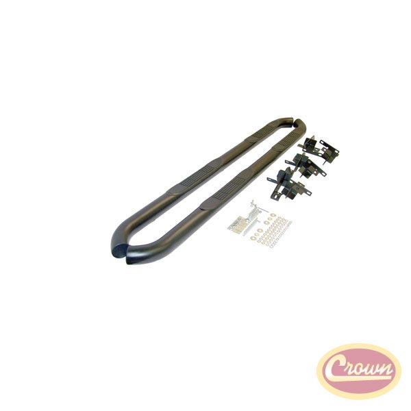 Black Tubular Side Steps (Pair) - Crown# RT26058