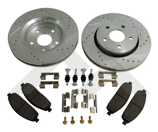 One New Performance Brake Kit (Front; Drilled & Slotted) - Crown# RT31008