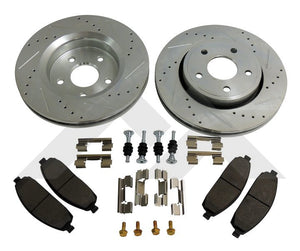 One New Performance Brake Kit (Front; Drilled & Slotted) - Crown# RT31008