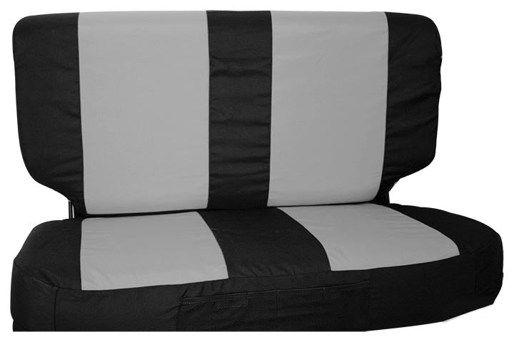 Rear Seat Cover Set (Black/Gray) w/ Seat Belt Pads - Crown# SCP20121