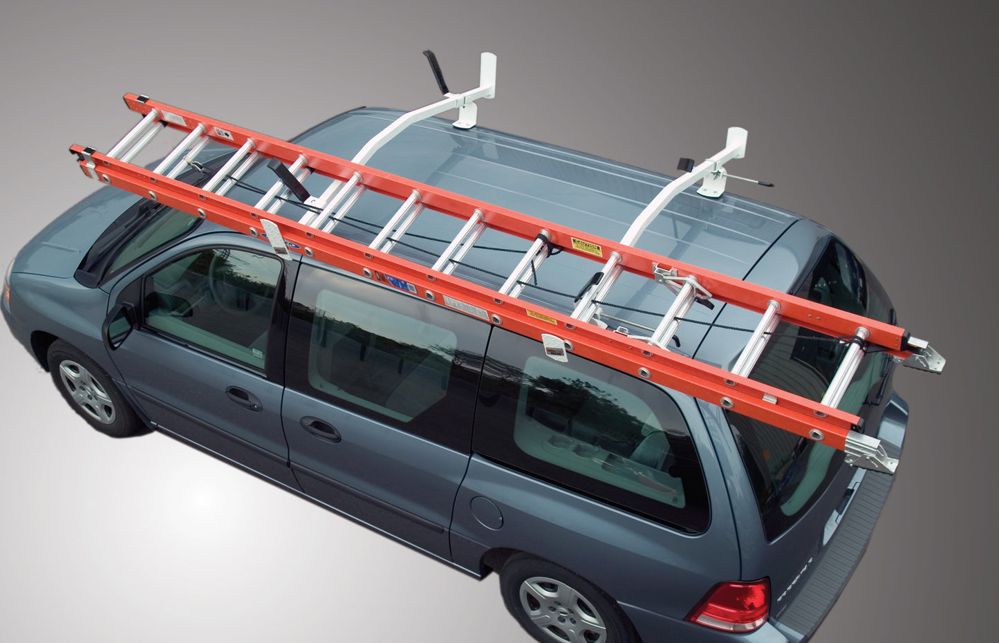 Alum Double Side ; Small Angle Series Gutter Mount Van Rack - Cross Tread 65005