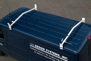 White Single Lock Down Angle Series Gutter Mount Van Rack - Cross Tread 85003
