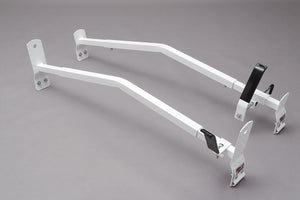 White Single Lock Down Angle Series Gutter Mount Van Rack - Cross Tread 85003