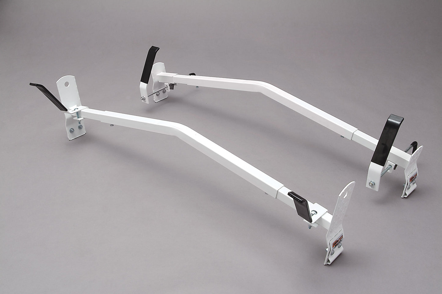 White Double Lock Down Angle Series Gutter Mount Van Rack - Cross Tread 85005