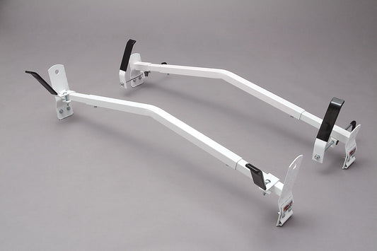 White Double Lock Down Angle Series Gutter Mount Van Rack - Cross Tread 85005