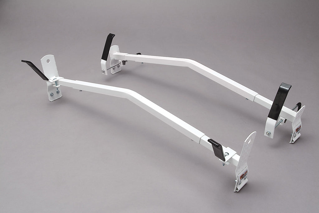 White Double Lock Down Angle Series Gutter Mount Van Rack - Cross Tread 85005
