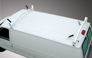 White Double Lock Down Angle Series Gutter Mount Van Rack - Cross Tread 85005