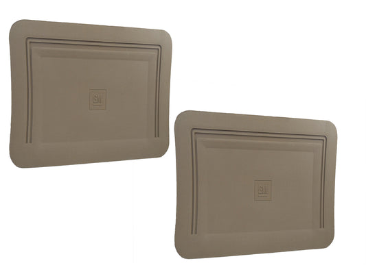 Two New OEM GM TAN Rubber-Vinyl Rear Floor Mats w/GM Logo for Trucks 1990-1999