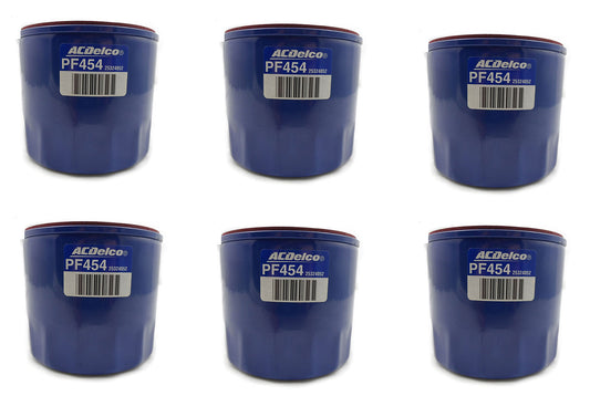 Six (6) GM ACDelco  Engine Oil Filter Bulk-Pack PF454 PF454F 25324052 89028862