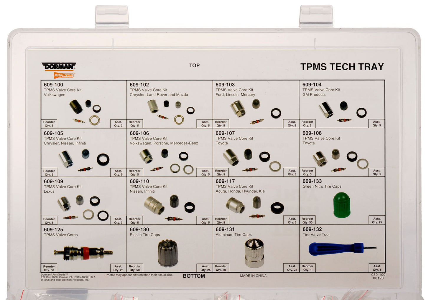 Tire Pressure Monitoring Sys. Hardware (Dorman 030-100) 16 SKU/152 Pc Assortment