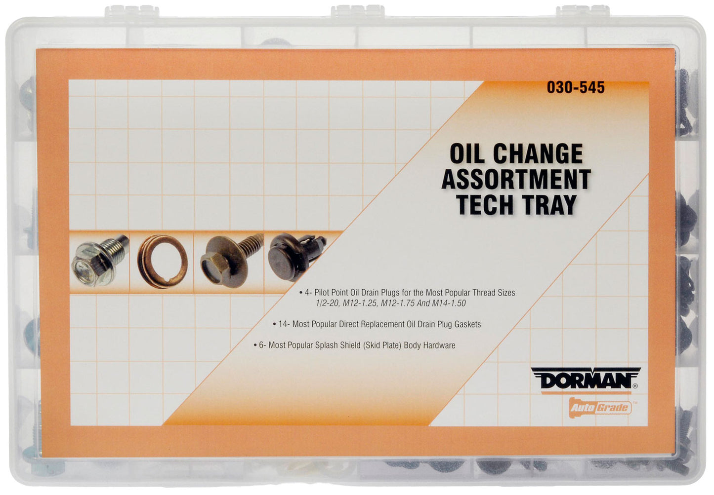 Oil Change Tech Tray: Pilot Point Plugs, Gaskets & Splash Shields Dorman 030-545