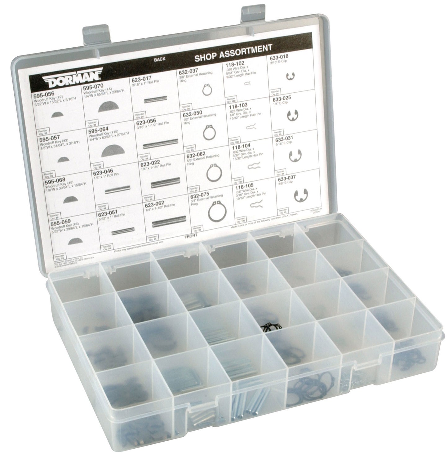 Shop Hardware General Assortment (Dorman 030-630) 24 SKU/260 Pc. Tech Tray